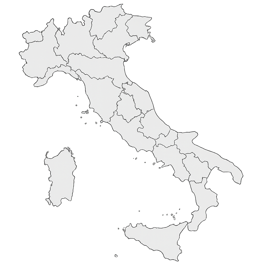Cartina d'Italia con regioni